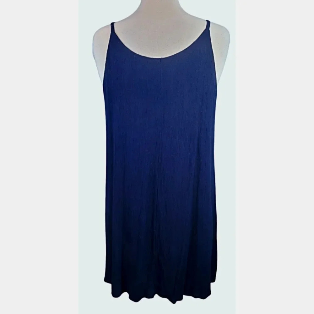 Westport Navy Scalloped Design Spaghetti Strap Dress Size Large - Picture 3 of 7